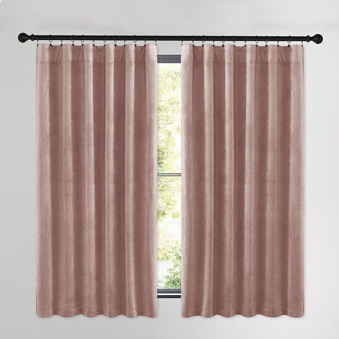 NICETOWN Dusty Pink Velvet Curtains and Drapes - Image 2