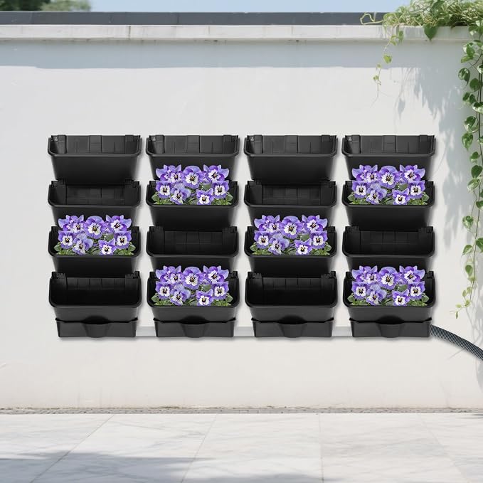 Vertical Wall Planter with 16 Pots, Hanging Garden Plant Flowerpot Holder - Image 4