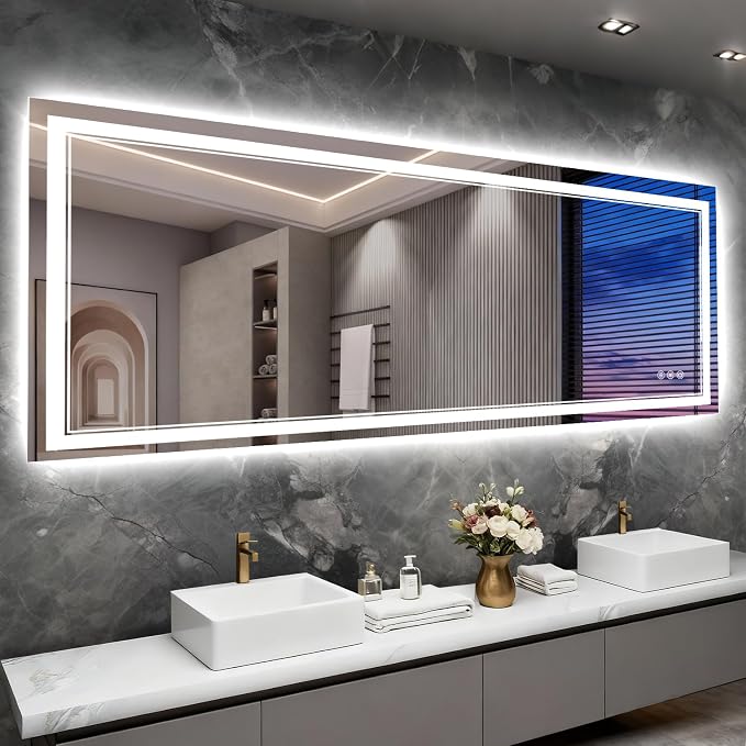84x32 Inch LED Bathroom Mirror by Wedhouc