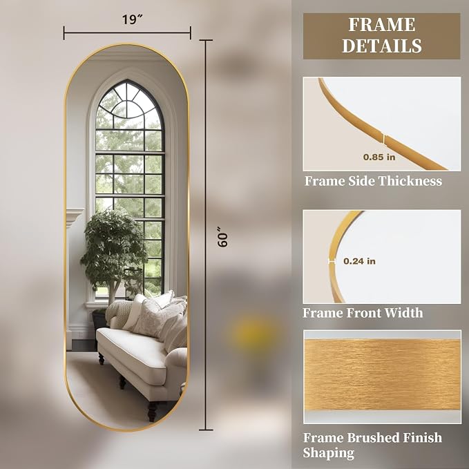 Oval Full Length Mirror, Ultra-Clear Explosion-Proof, Simple and Classic Deco - Image 8