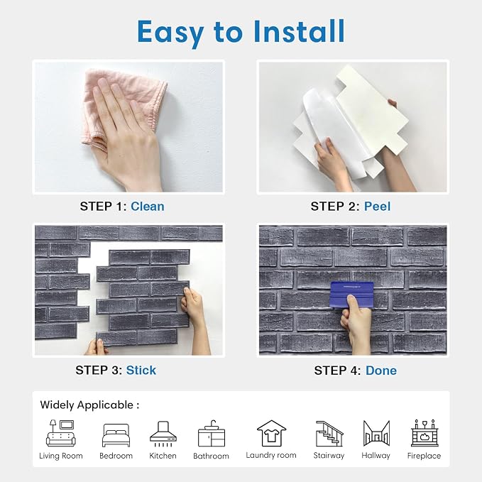 COMSTICKC 3D Faux Brick Wall Panels Peel and Stick Tiles, Small Size Thin PVC - Image 8