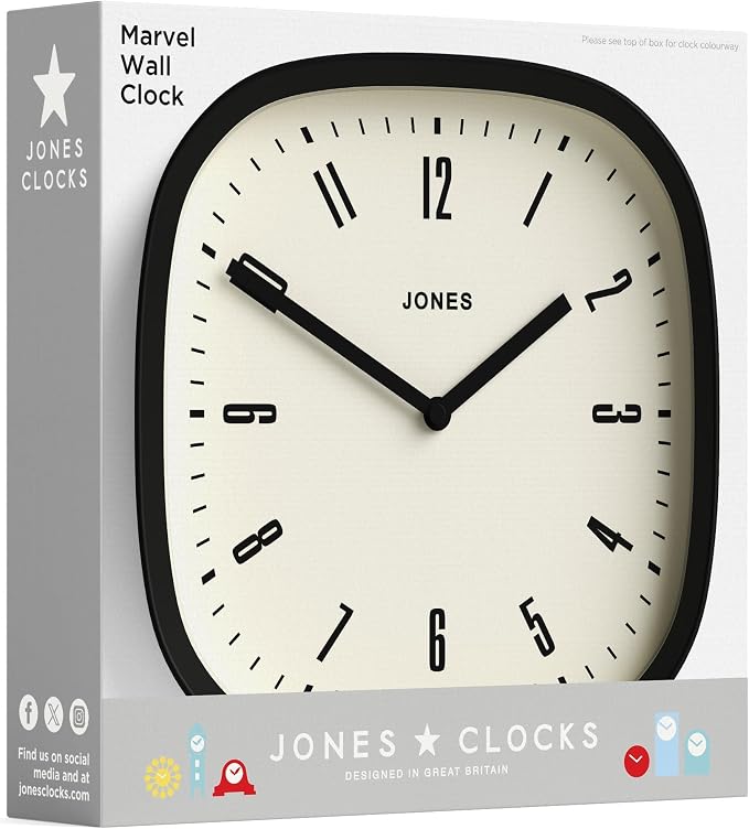 JONES CLOCKS® Marvel Wall Clock | Modern Retro Rounded Square Clock | 10 inch | - Image 8