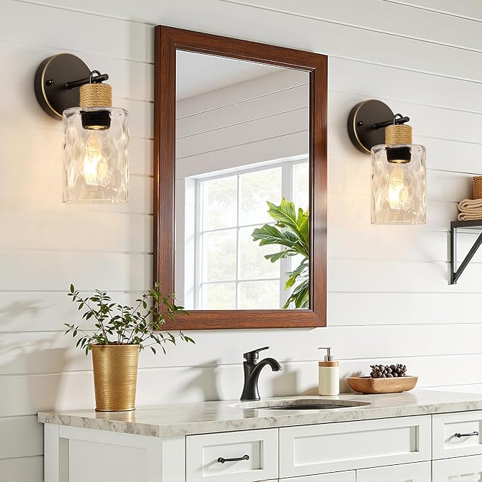 MOKATNG Set of 2 Wall Sconces for Bathroom, Coastal Modern Vanity Lights - Image 6