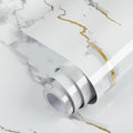 practicalWs Glossy Marble Wallpaper Peel and Stick White/Gold Granite Contact by practicalWs