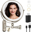 9" Wall Mounted LED Lighted Makeup Vanity Mirror - 4000mAh Rechargeable Double by Rocollos