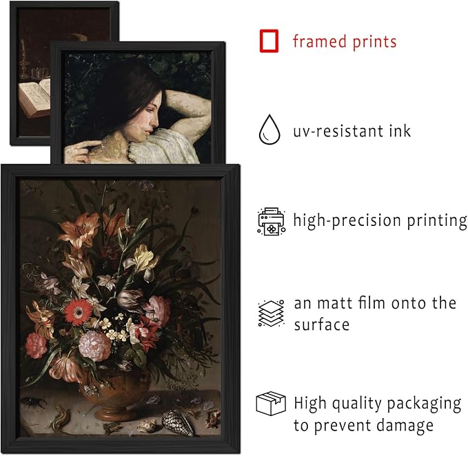 ANERZA 16 PCS Framed Dark Academia Room Decor, Gothic Home Decor, Moody Wall - Image 3