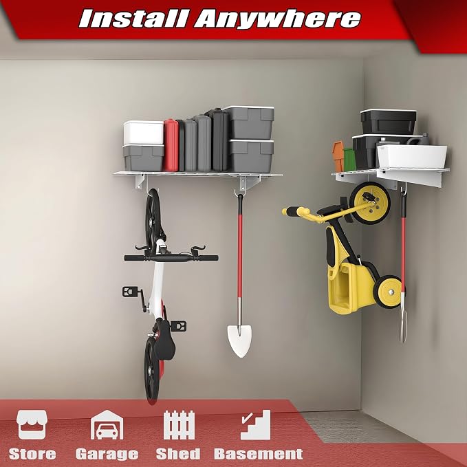 WALMANN 2 Pack Garage Wall Shelves, 45x15 inch Wall Mounted Storage Shelves - Image 3