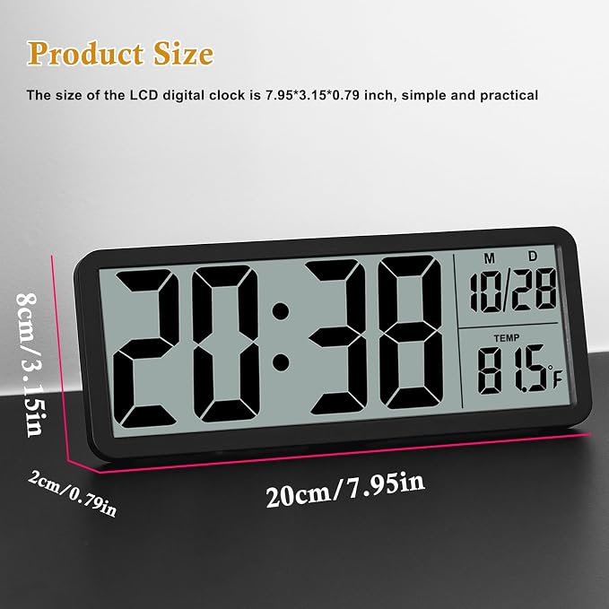 Digital LCD Wall Clock Easy to Set, 8.5 Inch LCD Screen - Image 4