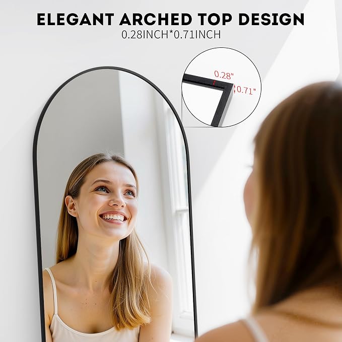 Simple Deluxe Arched Full Length Mirror, - Image 4