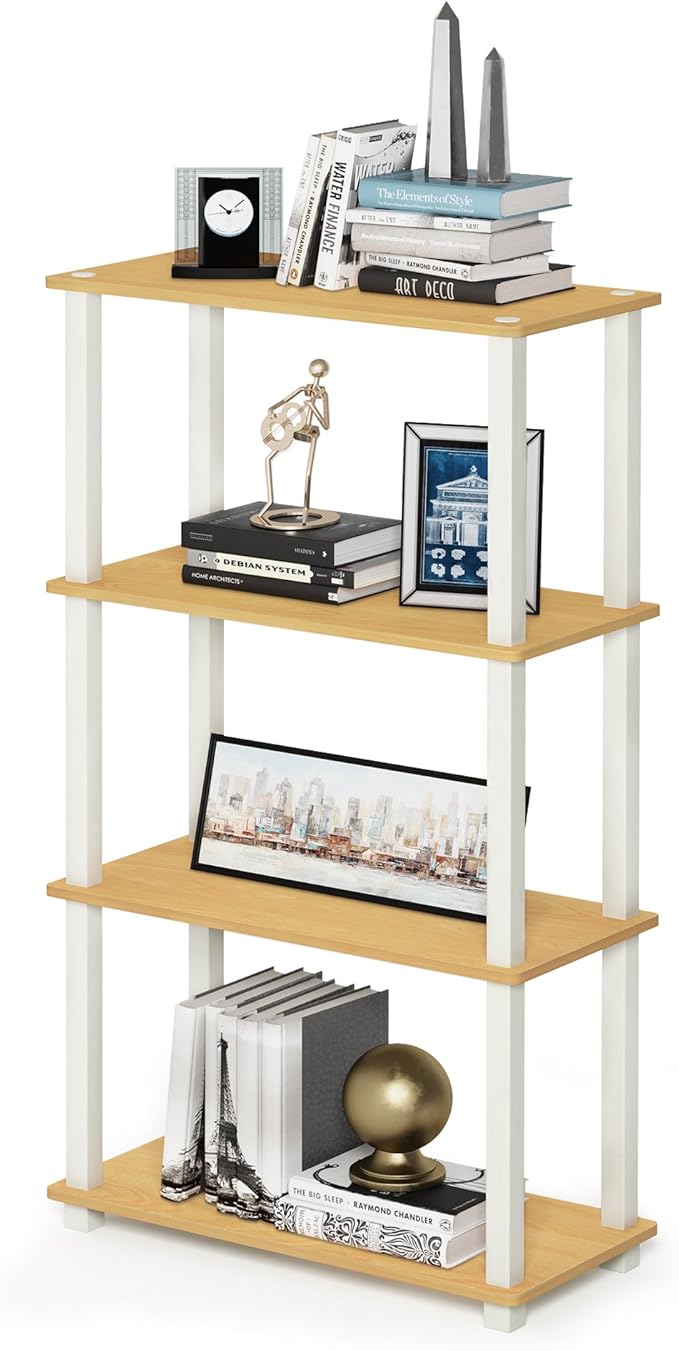 Furinno TURN-S-TUBE Storage Shelves, 4-Tier Book Shelf, Corner Shelf, Toolless - Image 5
