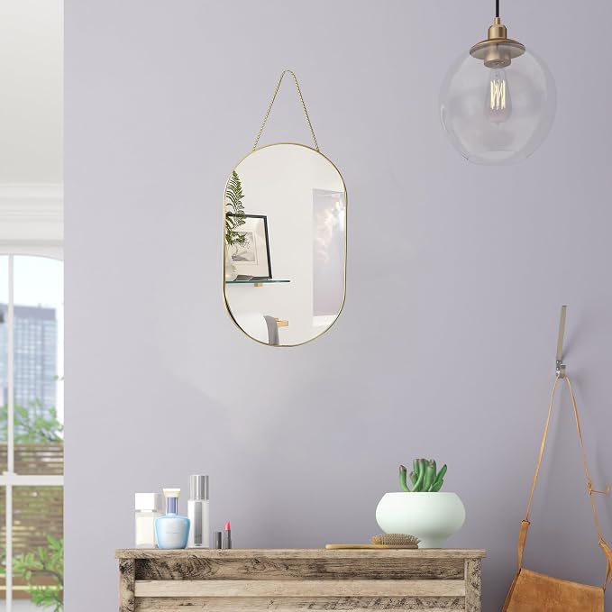 Oval Wall Mirror with Lanyard, High Definition Bathroom Mirror - Image 4