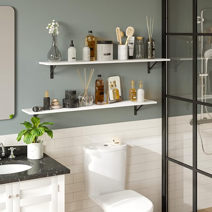 DINZI LVJ Long Wall Shelves, 55.1Inch Wall Mounted Shelves Set of 2, Extra - Image 5