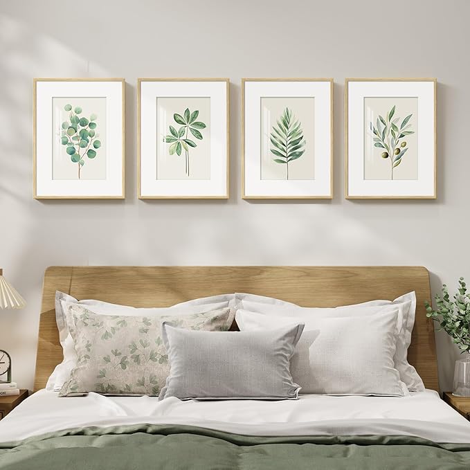 Framed Minimalist Sage Green Botanical Wall Art by Cuspin
