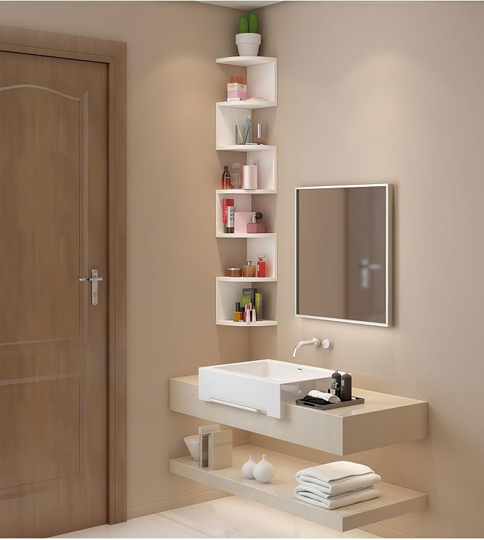 No-Drill Corner Shelf Wall Mount, 7-Tier Floating Corner Bookshelf - Image 7