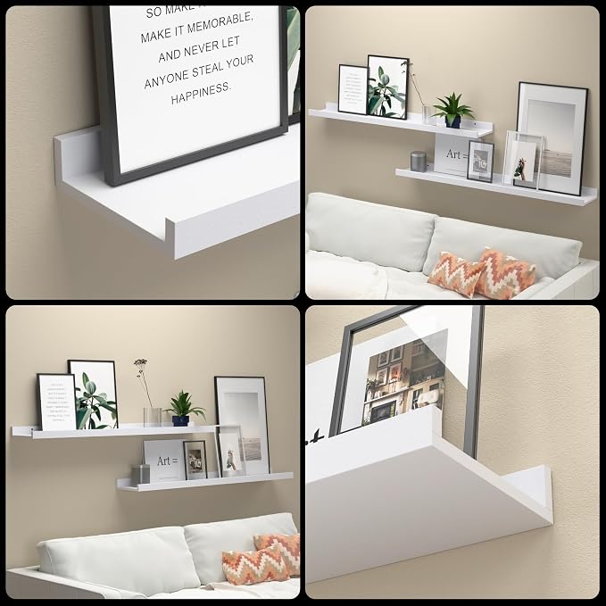 Boswillon 36 Inches Long Floating Shelves Wall Mounted, 2 Set Modern White Shelf - Image 4