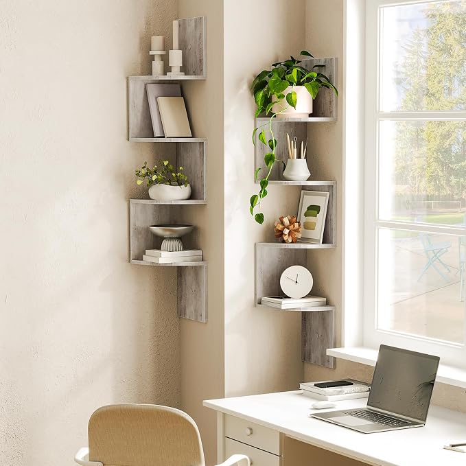 HOOBRO Corner Shelf Wall-Mounted, 4-Tier Corner Bookshelves - Image 2