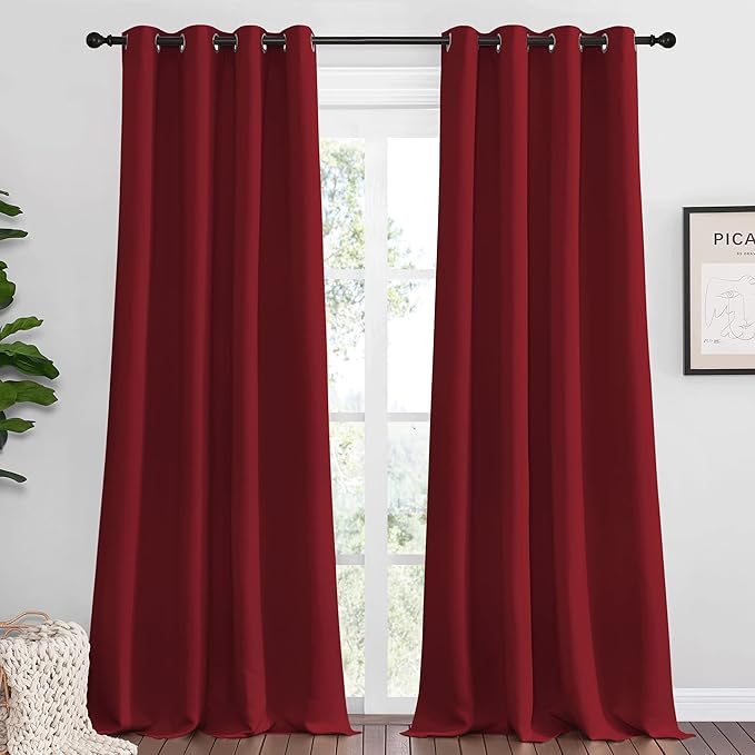 NICETOWN Burgundy Red Blackout Curtains 120 inches Length by NICETOWN