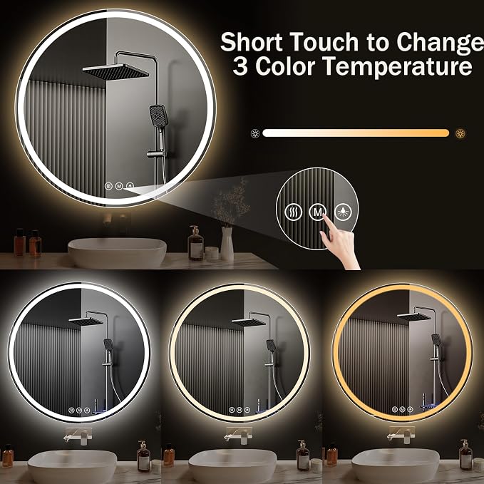 LED Bathroom Mirror 32 Inch Round Bathroom Mirror - Image 3