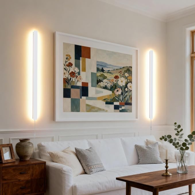 KELUOLY Modern Plug in Long Wall Sconce, 39.3" White Matte LED Wall Lights - Image 6