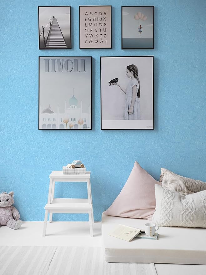 Cohoo Home Blue Peel and Stick Wallpaper Silk Solid Light Blue Contact Paper - Image 5