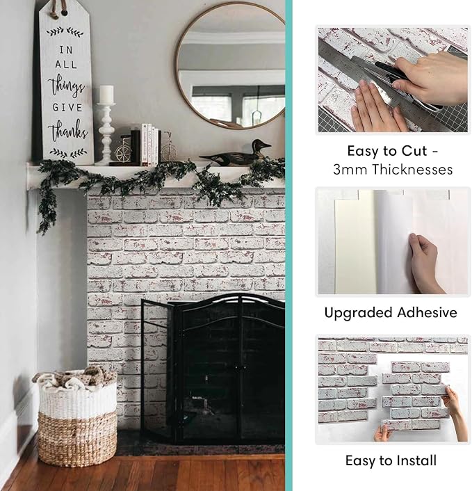 Commomy Faux Brick Peel and Stick Tiles - Image 6