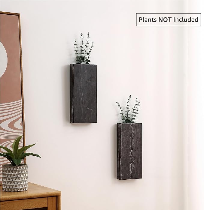 Wood Wall Planter Set of 2, Wood Wall Pocket - Image 2