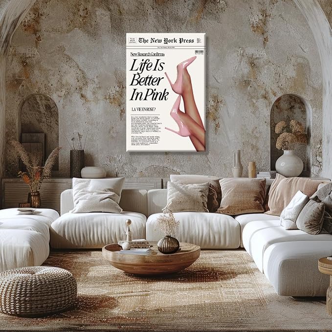 Trendy Baby Pink Poster 70s Canvas Prints The New York Press Wall Art Life Is - Image 5