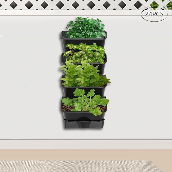 Vertical Wall Planter with 24 Pots, Hanging Garden Plant Flowerpot Holder - Image 9
