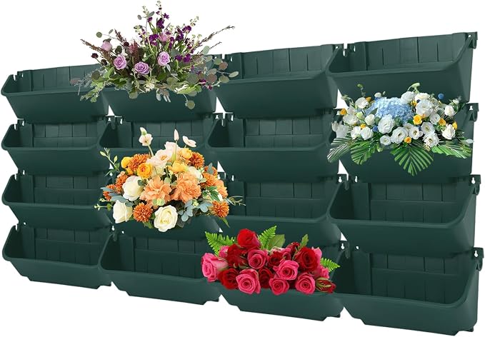 16 Pack Vertical Garden Planter, 13 inch Wall Mounted Planter - Image 6