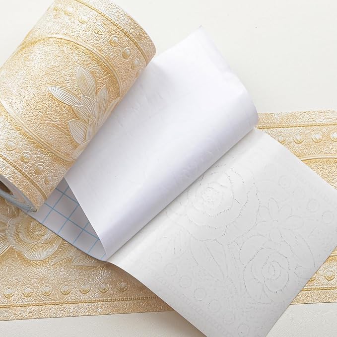 AbaBoorty Beige Floral Wallpaper Border Decor 394"X4.1" Peel and Stick Wall - Image 6