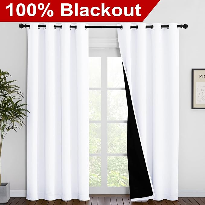 NICETOWN 100% Blackout Window Curtain Panels, Cold and Full Light Blocking - Image 2