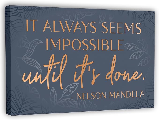 HoneyKICK Nelson Mandela Inspirational Quote Canvas Wall Art by HoneyKickDesigns