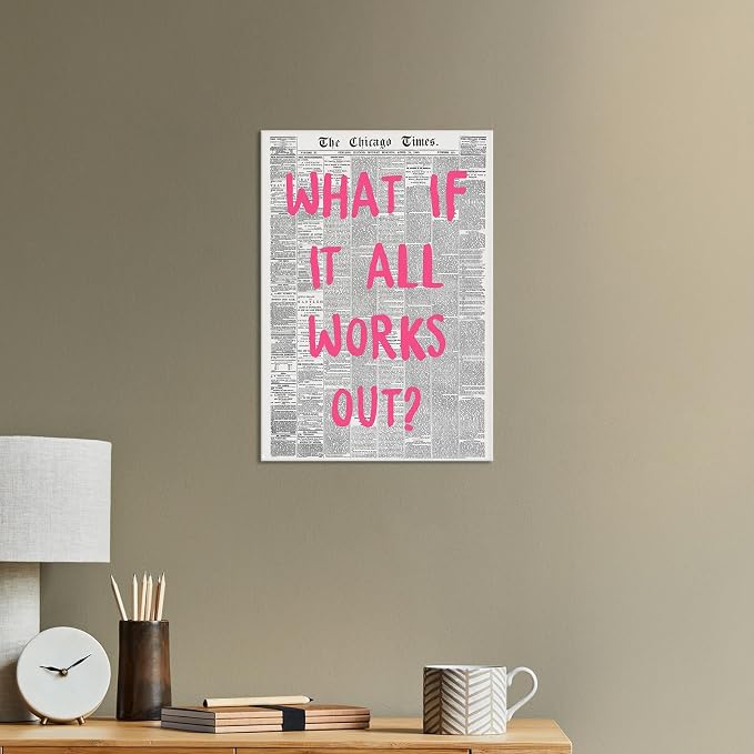 Liyark Retro Trendy Newspaper Canvas Wall Art 'What If All Works Out' Poster - Image 7