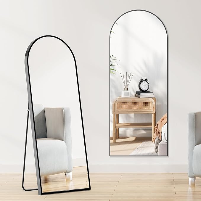 Sweetcrispy 64"x21" Arched Full Length Mirror, Leaning or Standing Full Body - Image 8