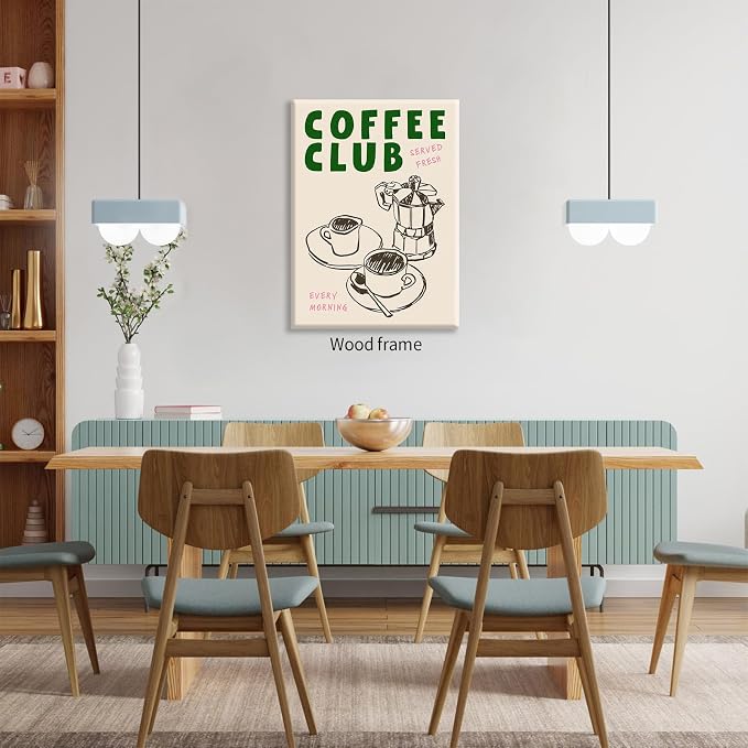Framed Canvas Wall Art Posters Kitchen Coffee Club Print Vintage Coffee Artwork - Image 6