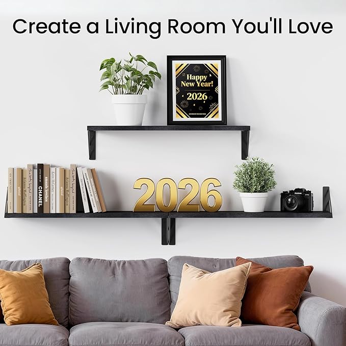 BAYKA Wall Mounted Floating Shelves, Wood Floating Wall Shelf - Image 3