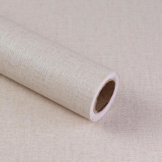 Beige Grasscloth Peel and Stick Wallpaper, Modern Textured Contact Paper by MANONIRIA