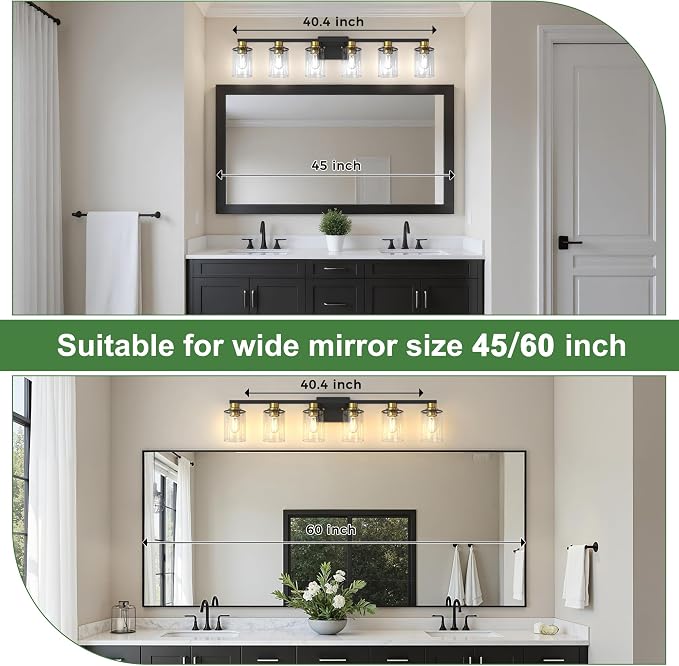 DORESshop Bathroom Light Fixtures, 6-Light Gold and Black Bathroom Lighting - Image 2