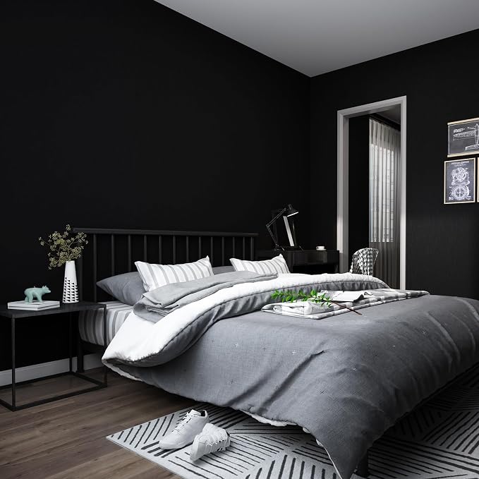 FUKU MON 23.6" X 393" Black Wallpaper Peel and Stick Contact Paper Solid - Image 4