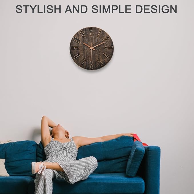 Wall Clock, Silent Clock, Wall Clocks Battery Operated， 12 inch Modern Wall - Image 3