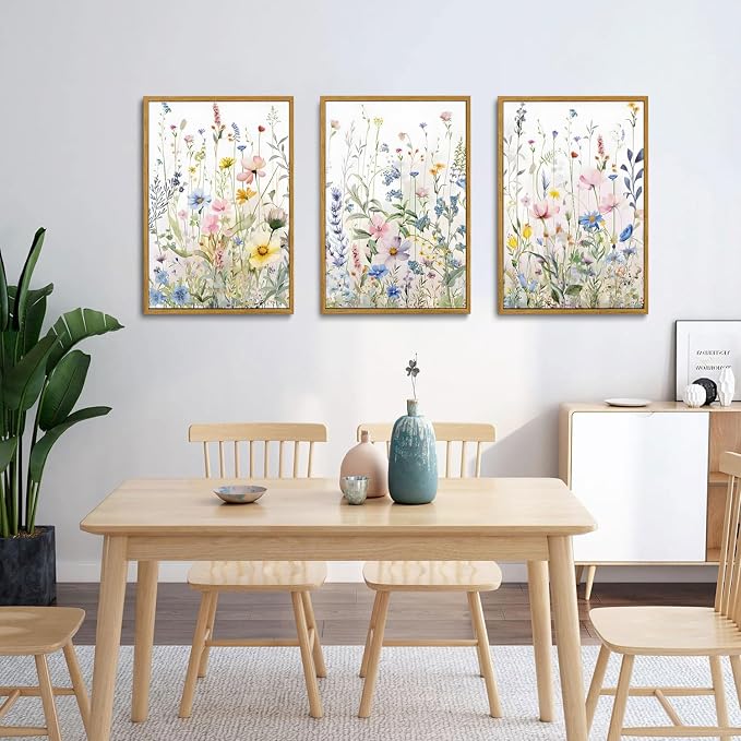 Bwodke Wildflower Wall Art Watercolor Botanical Floral Colorful Canvas Prints - Image 6