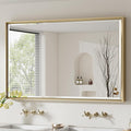 48 x 30 Gold Bathroom Mirror, Brushed Gold Beveled Bathroom Mirror, by QUEENFUN
