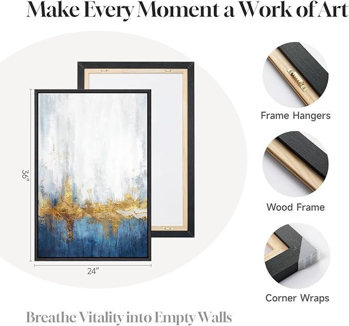 Framed Blue and White Abstract Wall Art - Image 6