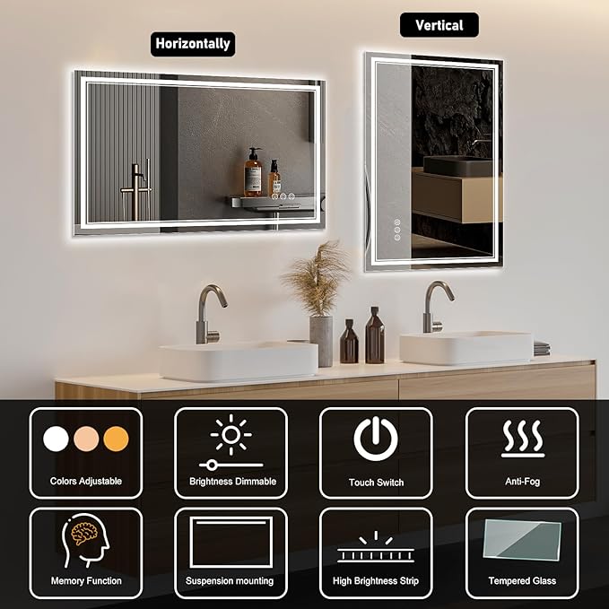 Ratsamee 60x36 Inch LED Bathroom Mirror - Image 5