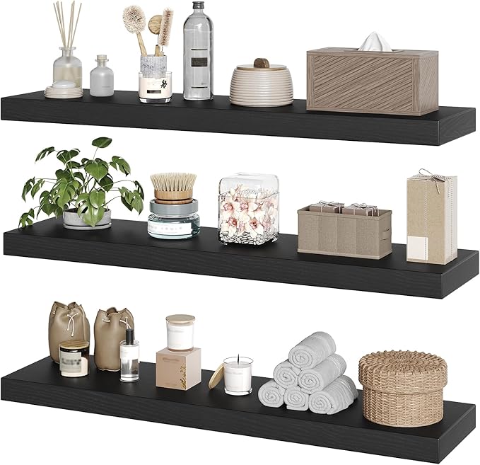 RALGEND Floating Shelves for Wall, 1.5" Thick Wall Shelf Set of 3 by RALGEND