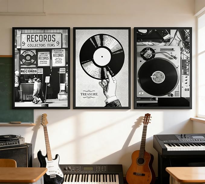 3Pcs Retro Music Poster Wall Art Fashion Black And White Photography Preppy - Image 4