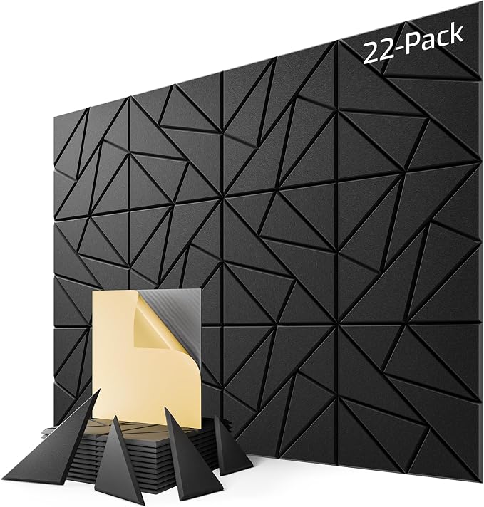 22-Pack Acoustic Panels, Peel & Stick Sound Proof Foam Panels by Lebenforce