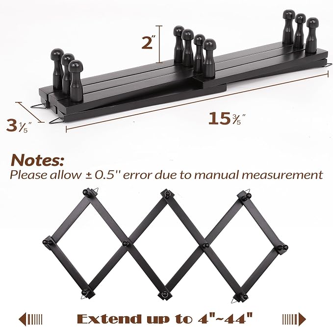 SCUNDA Wall Rack with 10 Hooks, Wooden Wall Expandable Coat Rack - Image 6