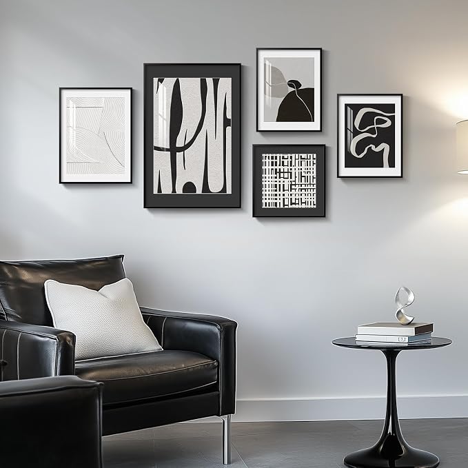 Framed Black and White Abstract Wall Art - Image 5
