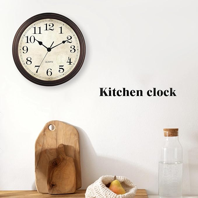 Wall Clock, Bronze Silent Non Ticking Battery Operated Clocks, Decorative - Image 7